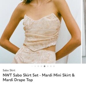 Sabo Skirt Beige Sheer Floral Crop Top